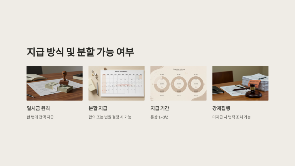 위자료 지급 방식과 분할 지급 가능 여부
