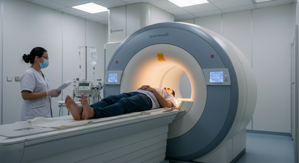 Getting an MRI scan at the hospital