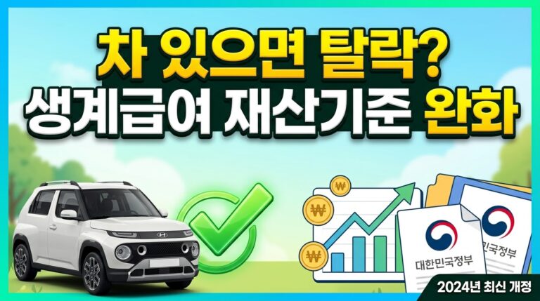 생계급여 받는데 자동차 있으면 탈락? 2027년 재산 환산 기준 완화 총정리