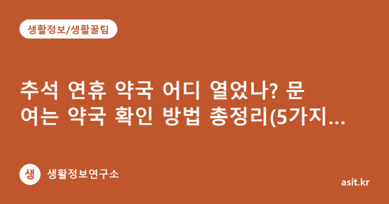 추석 연휴 약국 어디 열었나? 문 여는 약국 확인 방법 총정리(5가지 방법)