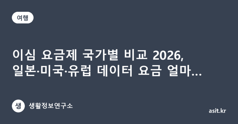 이심 요금제 국가별 비교 2026, 일본·미국·유럽 데이터 요금 얼마나 다를까