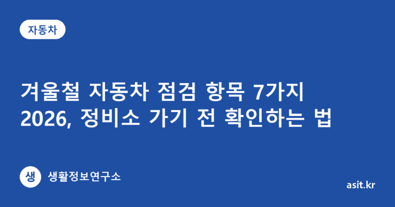 겨울철 자동차 점검 항목 7가지 2026, 정비소 가기 전 확인하는 법
