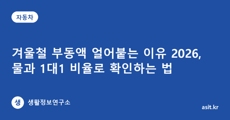 겨울철 부동액 얼어붙는 이유 2026, 물과 1대1 비율로 확인하는 법