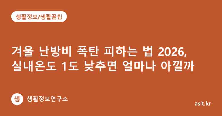 겨울 난방비 폭탄 피하는 법 2026, 실내온도 1도 낮추면 얼마나 아낄까