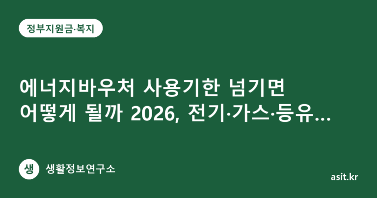 에너지바우처 사용기한 넘기면 어떻게 될까 2026, 전기·가스·등유 결제는 이렇게 하세요