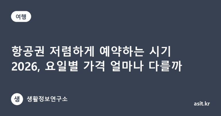 항공권 저렴하게 예약하는 시기 2026, 요일별 가격 얼마나 다를까