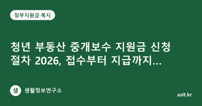 청년 부동산 중개보수 지원금 신청 절차 2026, 접수부터 지급까지 이렇게 하세요