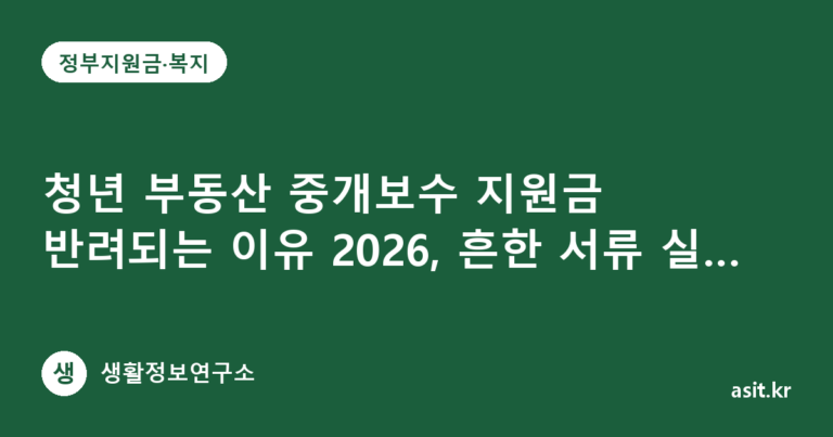 청년 부동산 중개보수 지원금 반려되는 이유 2026, 흔한 서류 실수 확인하는 법