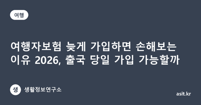 여행자보험 늦게 가입하면 손해보는 이유 2026, 출국 당일 가입 가능할까