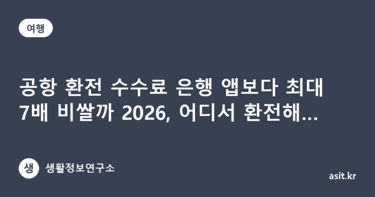 공항 환전 수수료 은행 앱보다 최대 7배 비쌀까 2026, 어디서 환전해야 유리할까
