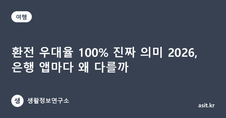 환전 우대율 100% 진짜 의미 2026, 은행 앱마다 왜 다를까