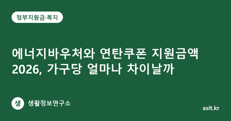 에너지바우처와 연탄쿠폰 지원금액 2026, 가구당 얼마나 차이날까