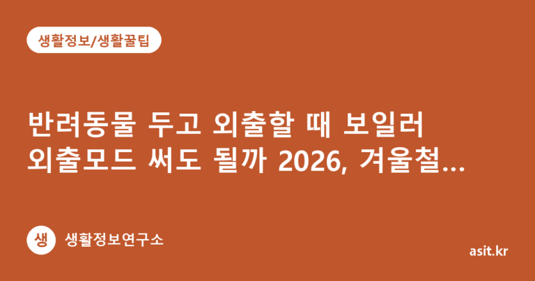 반려동물 두고 외출할 때 보일러 외출모드 써도 될까 2026, 겨울철 온도 맞추는 법