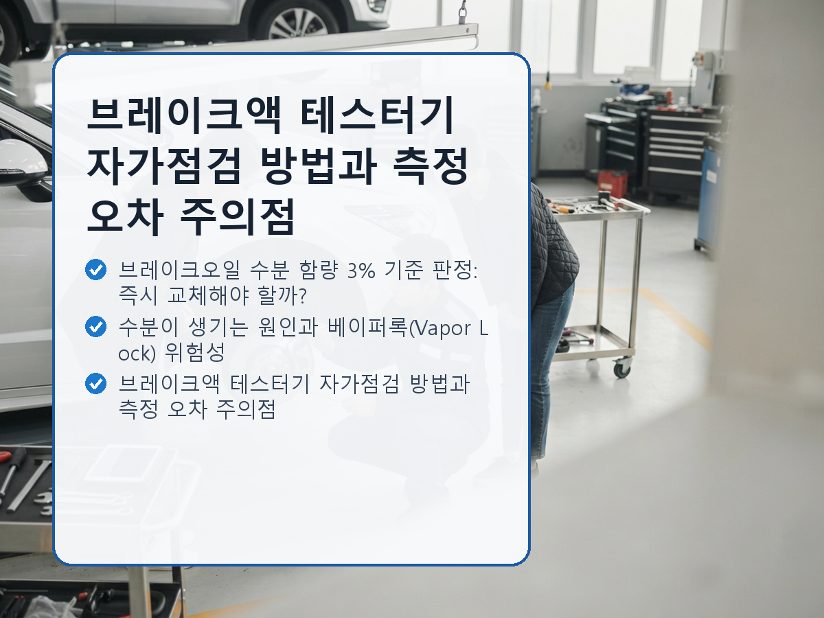 브레이크액 테스터기 자가점검 방법과 측정 오차 주의점 내용을 보여주는 실제 상황